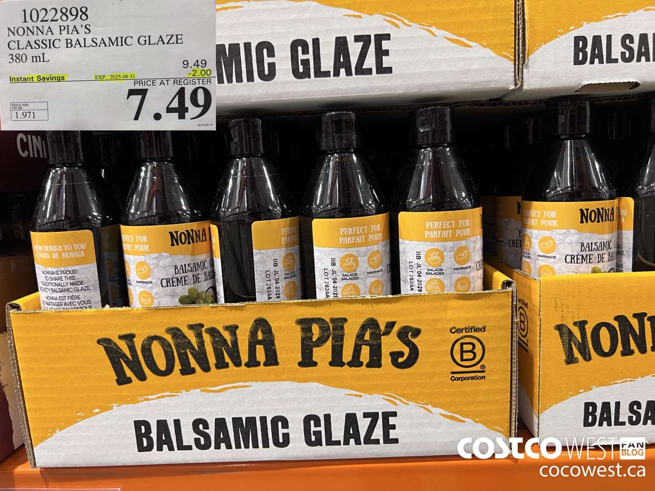 1022898 NONNA PIA'S GOURMET BALSAMIC REDUCTION 380 ML ($2.00 INSTANT SAVINGS EXPIRES ON 2025-08-31) $7.49
