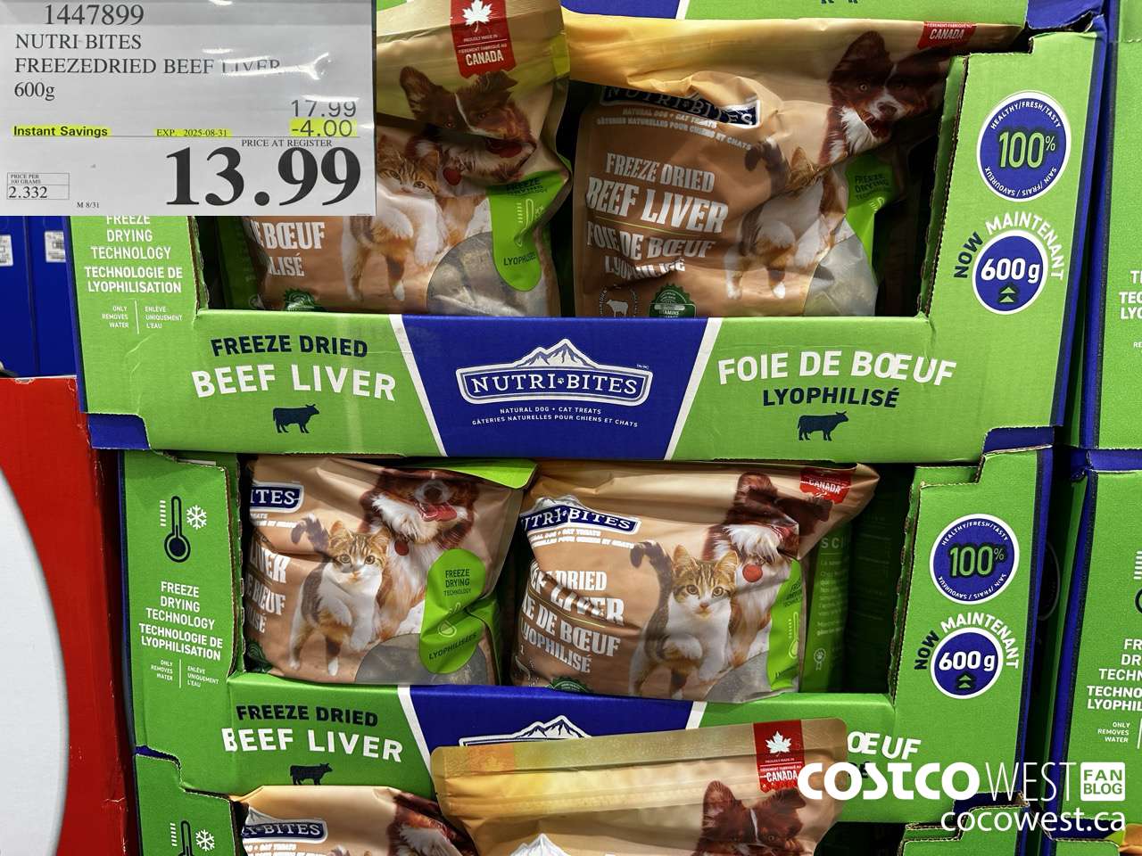 1447899 NUTRI BITES FREEZEDRIED BEEF LIVER 600g ($4.00 INSTANT SAVINGS EXPIRES ON 2025-08-31) $13.99