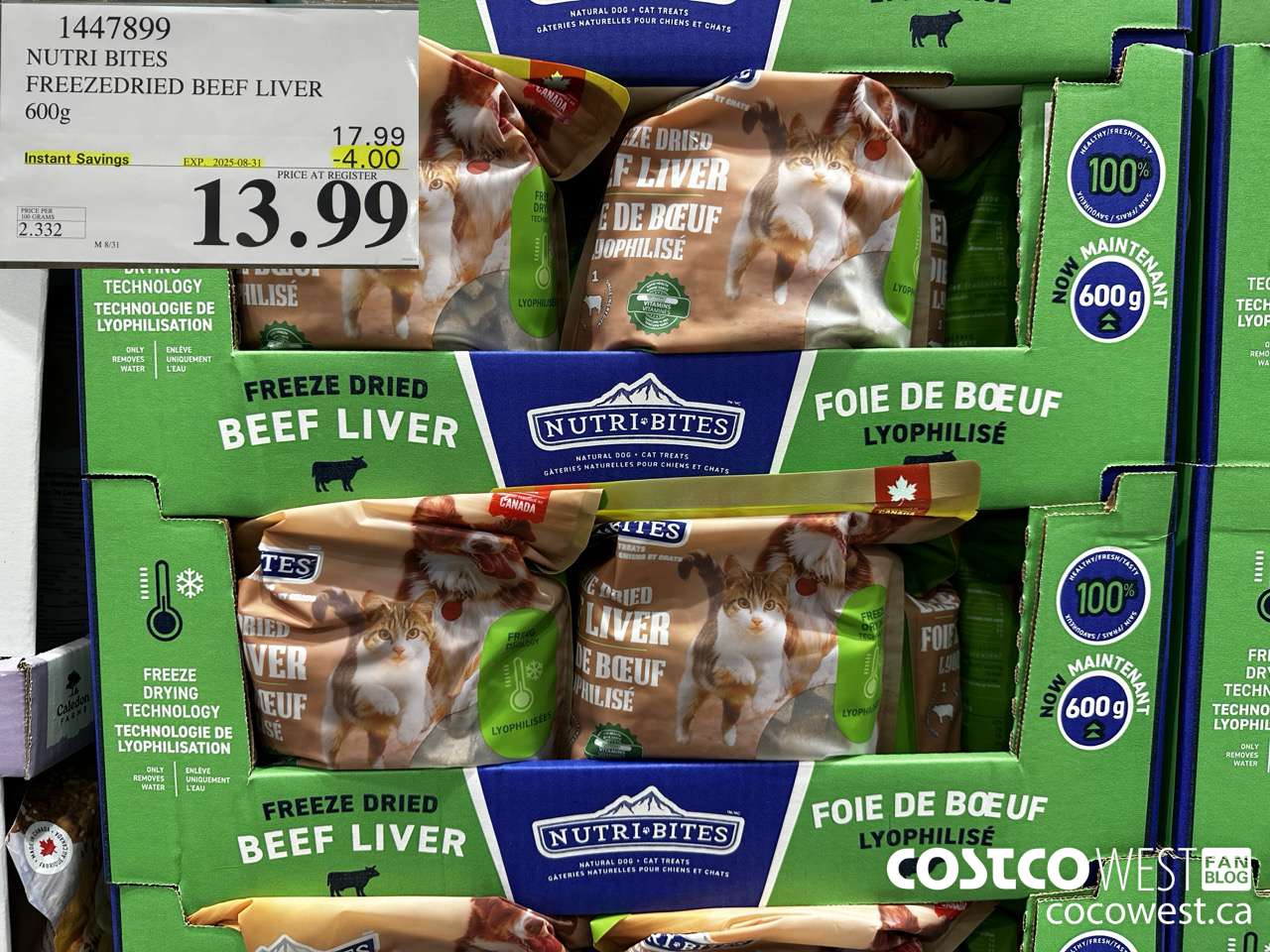 1447899 NUTRI BITES FREEZEDRIED BEEF LIVER 600g ($4.00 INSTANT SAVINGS EXPIRES ON 2025-08-31) $13.99