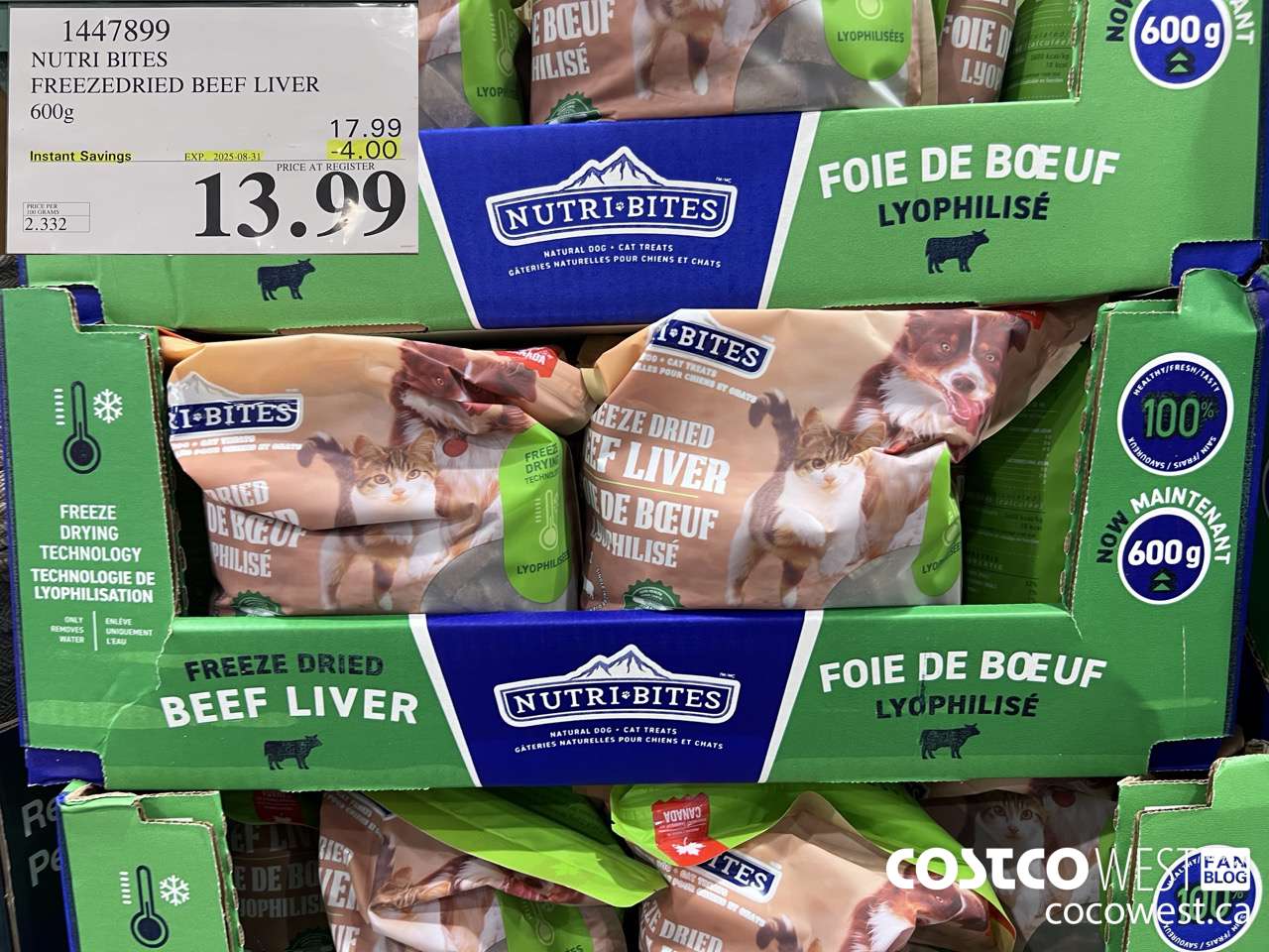 1447899 NUTRI BITES FREEZEDRIED BEEF LIVER 600g ($4.00 INSTANT SAVINGS EXPIRES ON 2025-08-31) $13.99