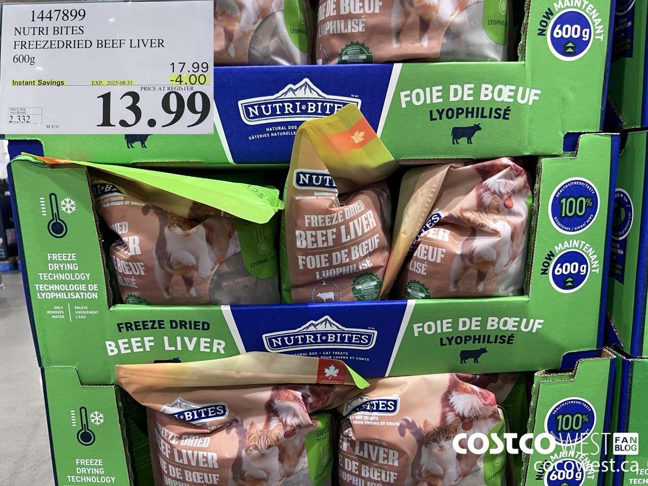 1447899 NUTRI BITES FREEZEDRIED BEEF LIVER 600g ($4.00 INSTANT SAVINGS EXPIRES ON 2025-08-31) $13.99