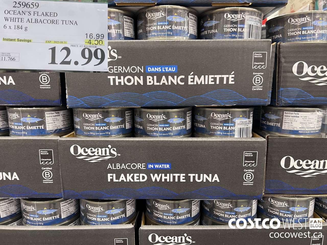259659 OCEAN'S FLAKED WHITE ALBACORE TUNA 6 x 184g ($4.00 INSTANT SAVINGS EXPIRES ON 2025-08-31) $12.99