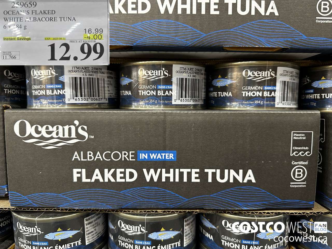259659 OCEAN'S FLAKED WHITE ALBACORE TUNA 6 x 184g ($4.00 INSTANT SAVINGS EXPIRES ON 2025-08-31) $12.99