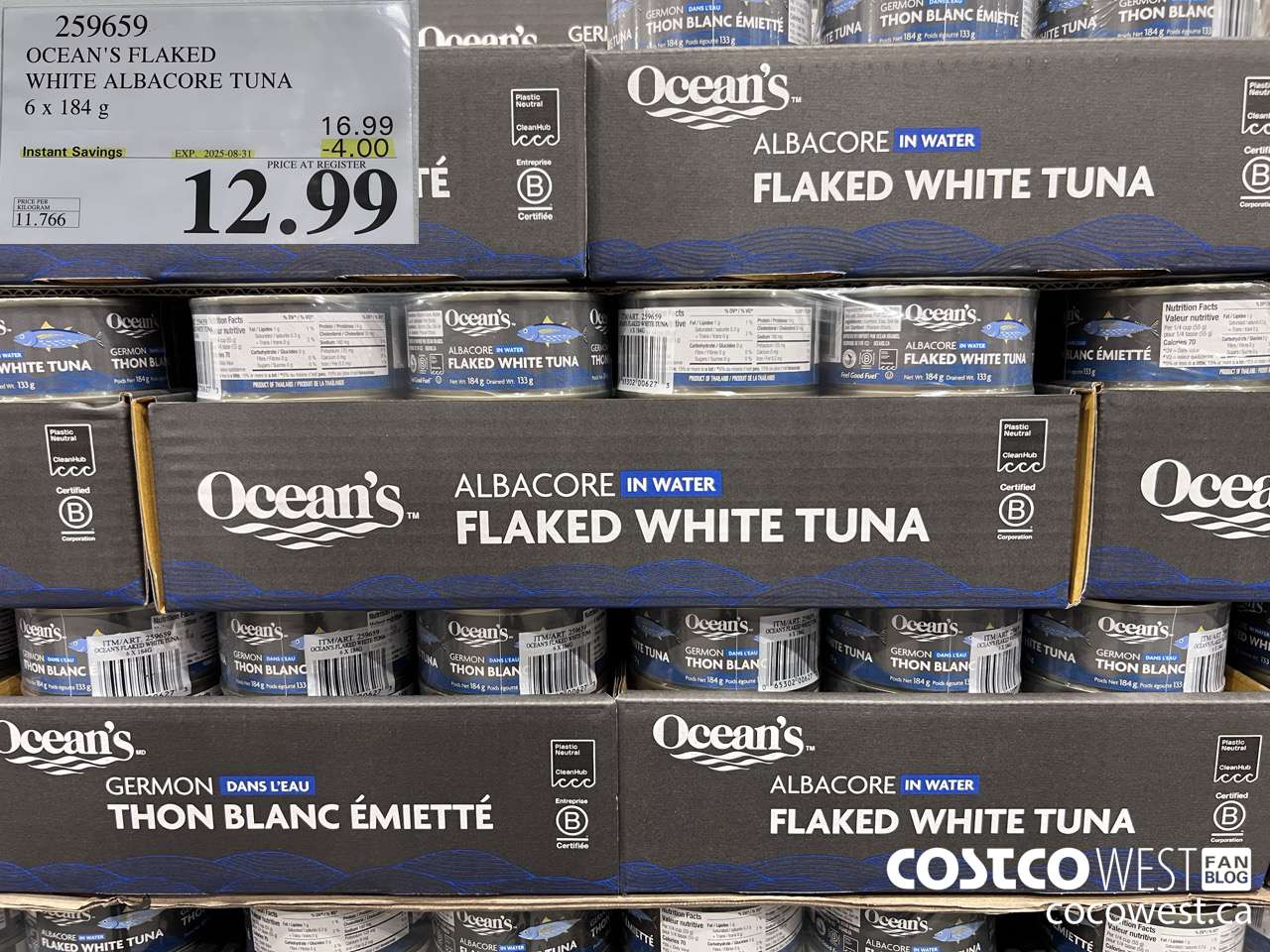 259659 OCEAN'S FLAKED WHITE ALBACORE TUNA 6 x 184g ($4.00 INSTANT SAVINGS EXPIRES ON 2025-08-31) $12.99