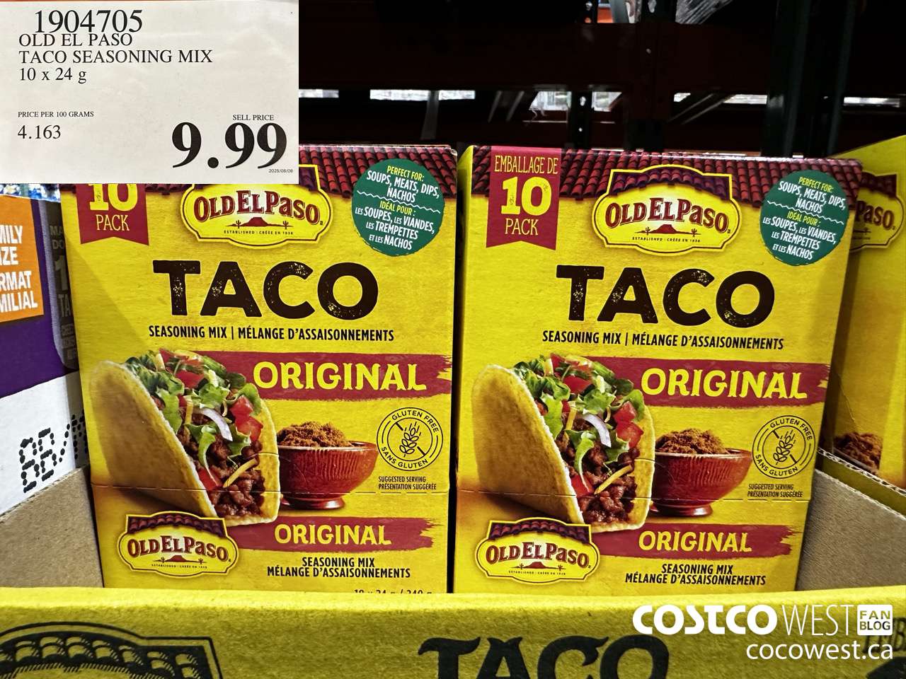 1904705 OLD EL PASO TACO SEASONING MIX 10 X 24G $9.99