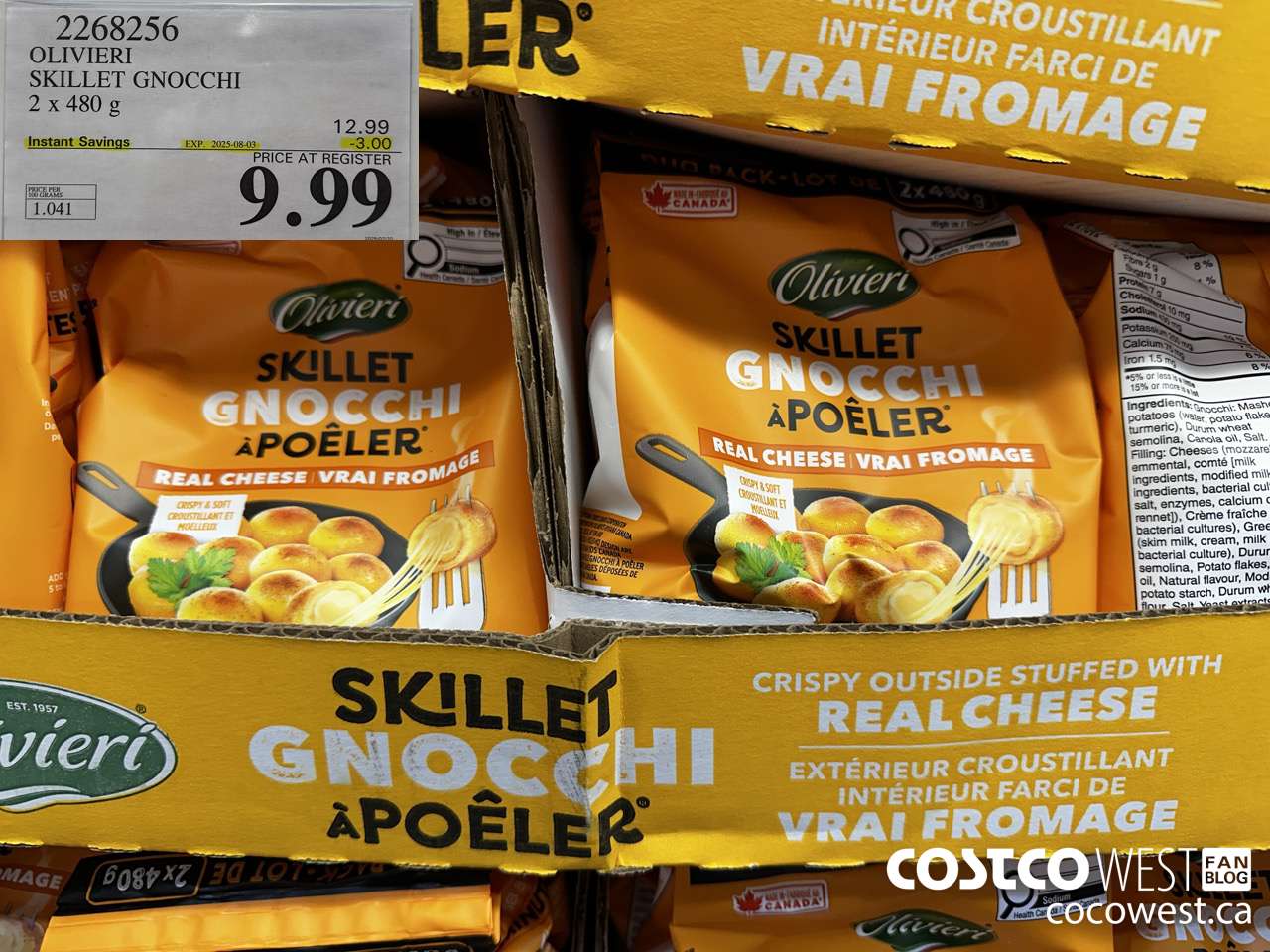 2268256 OLIVIERI SKILLET GNOCCHI 2 X 480G ($3.00 INSTANT SAVINGS EXPIRES ON 2025-08-03) $9.99