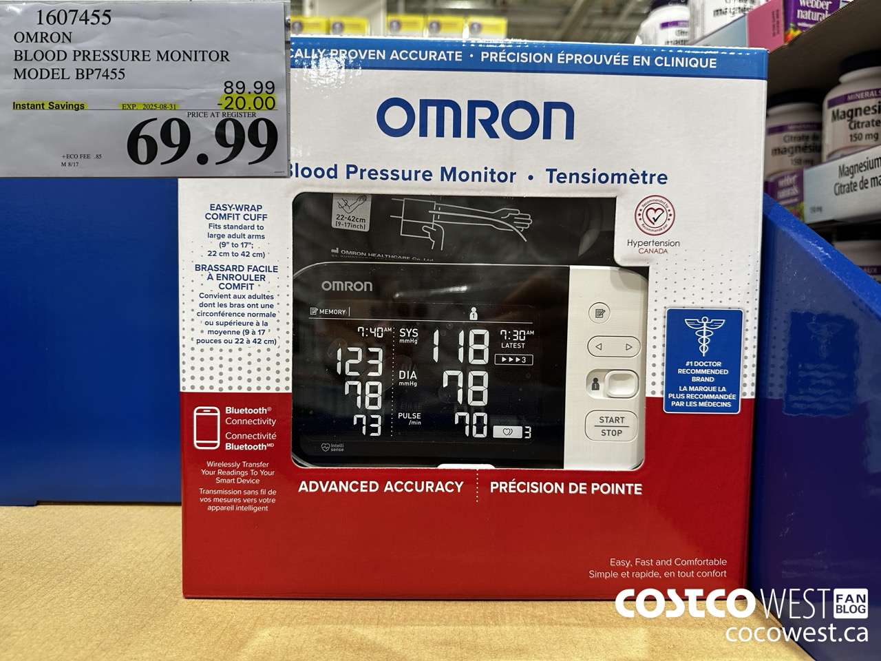 1607455 OMRON BLOOD PRESSURE MONITOR BP7455CAN ($20.00 INSTANT SAVINGS EXPIRES ON 2025-08-31) $69.99