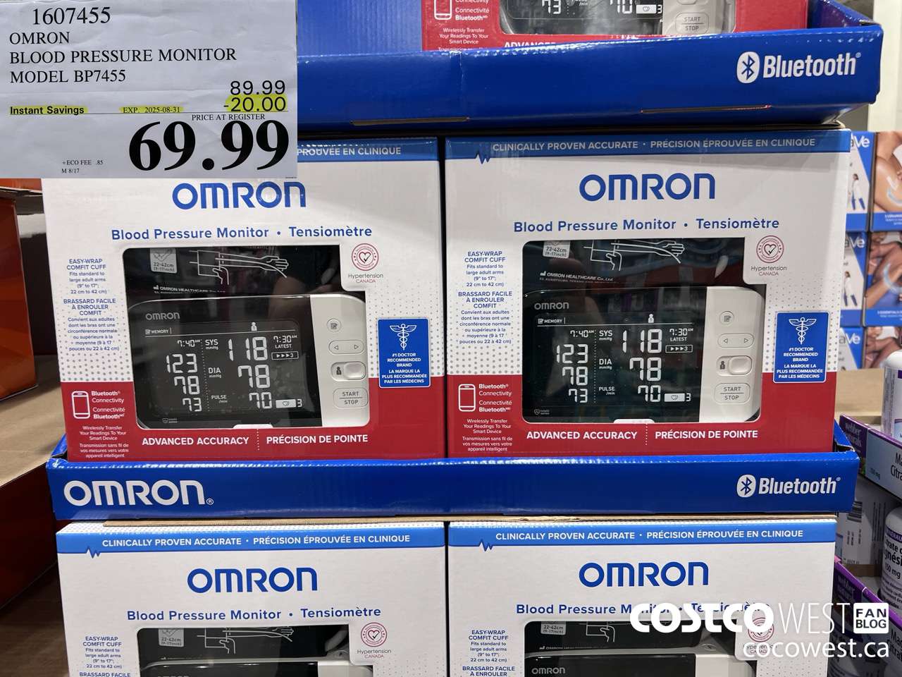 1607455 OMRON BLOOD PRESSURE MONITOR BP7455CAN ($20.00 INSTANT SAVINGS EXPIRES ON 2025-08-31) $69.99