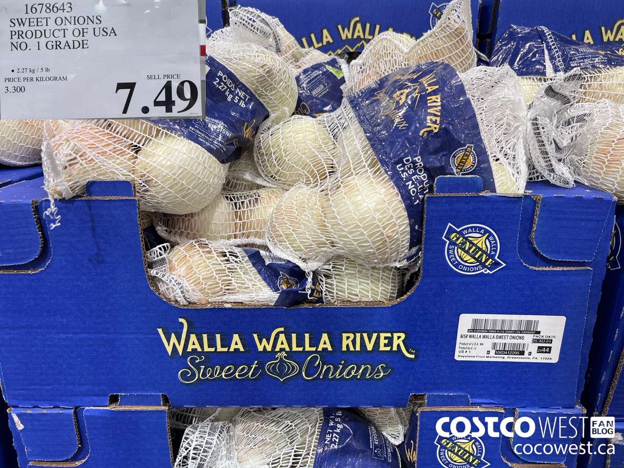 1678643 ONIONS PRODUCT OF USA NO. 1 GRADE $7.49