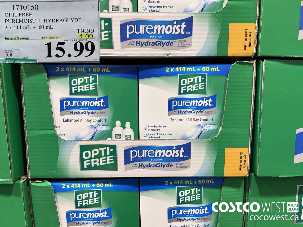 1710150 OPTI-FREE PUREMOIST 2 X 414 + 60 ML ($4.00 INSTANT SAVINGS EXPIRES ON 2025-08-17) $15.99
