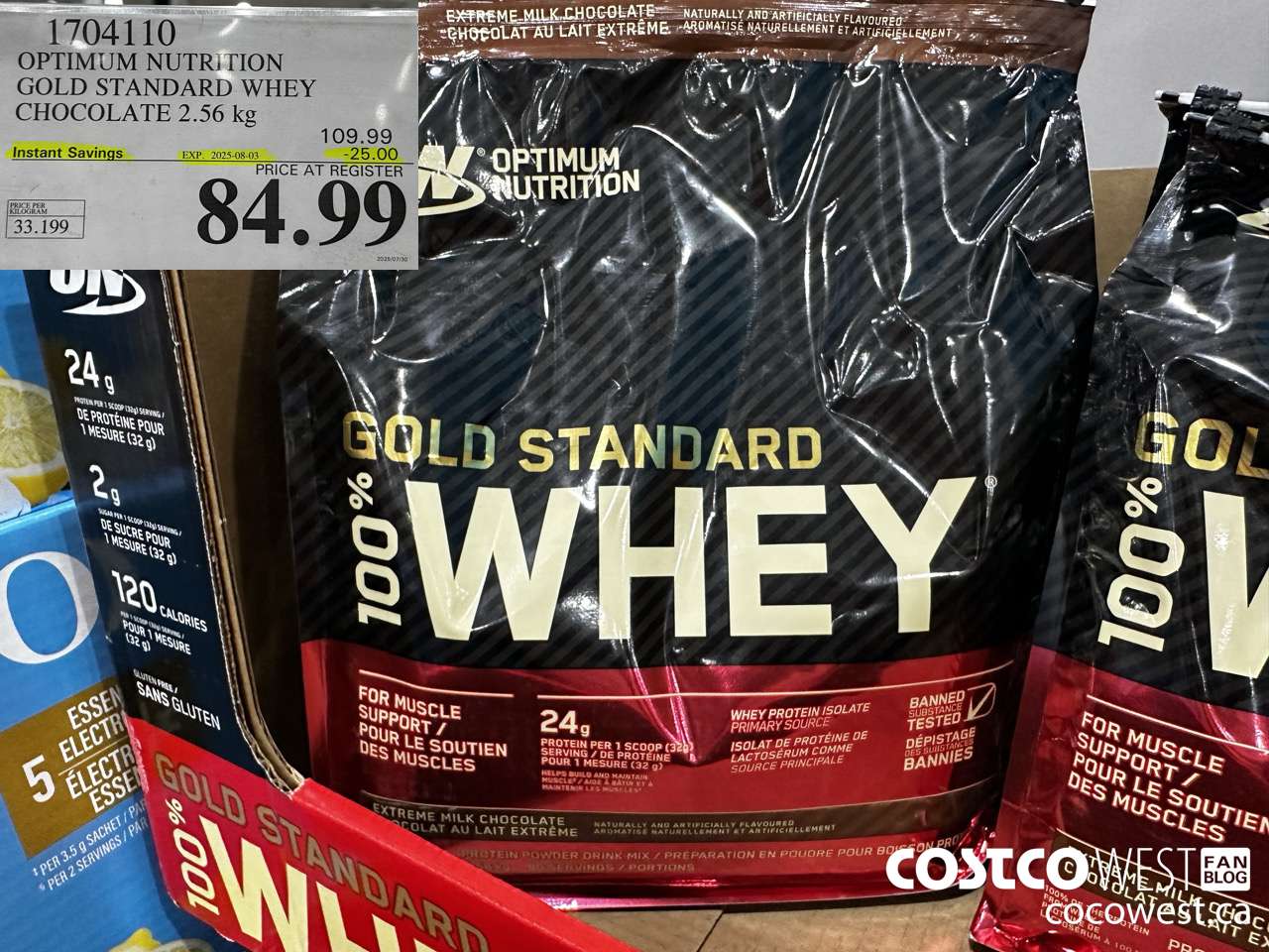 1704110 OPTIMUM NUTRITION GOLD STANDARD WHEY CHOCOLATE 2.56 KG ($25.00 INSTANT SAVINGS EXPIRES ON 2025-08-03) $84.99