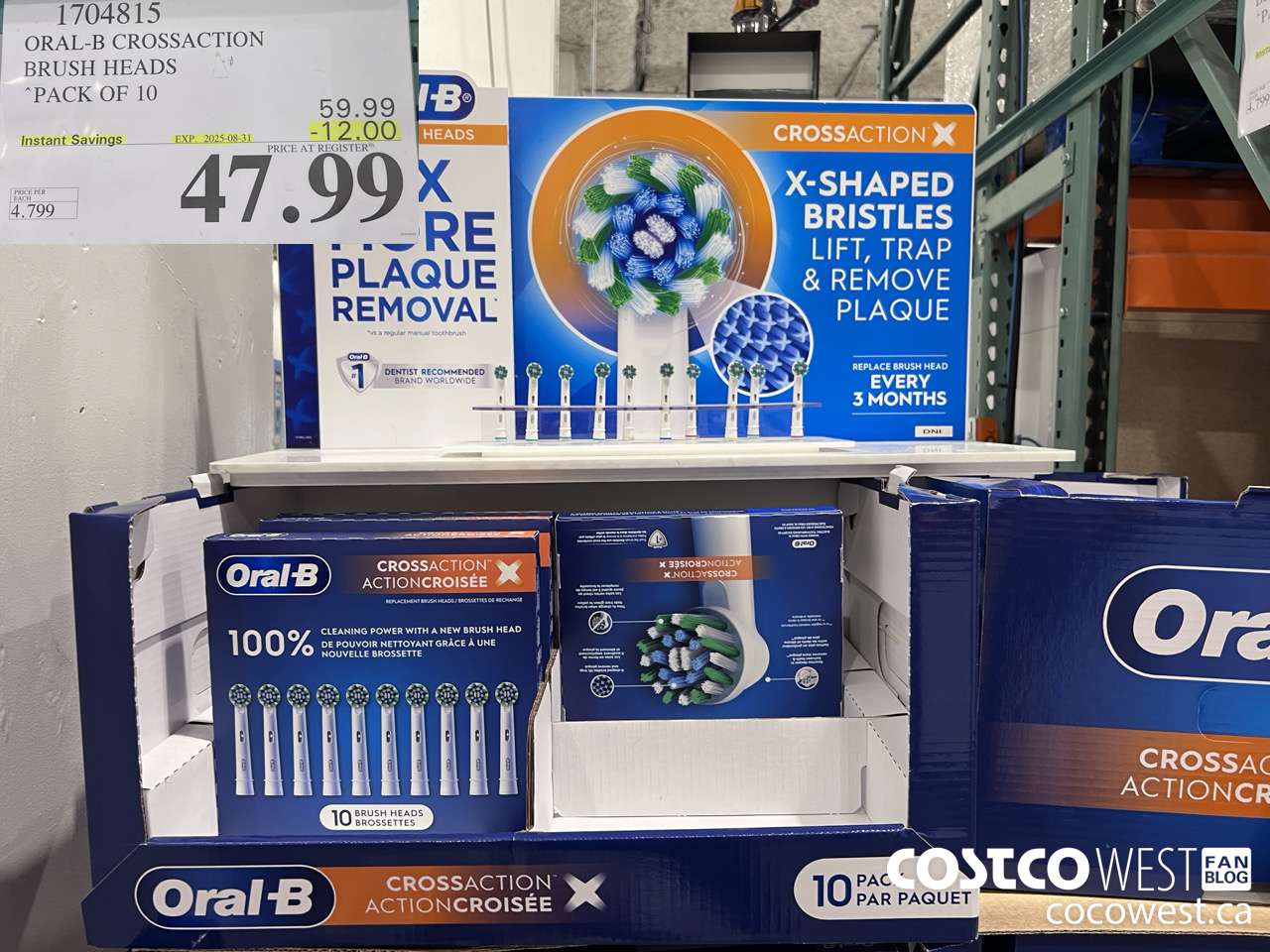 1704815 ORAL-B CROSSACTION BRUSH HEADS PACK OF 10 ($12.00 INSTANT SAVINGS EXPIRES ON 2025-08-31) $47.99