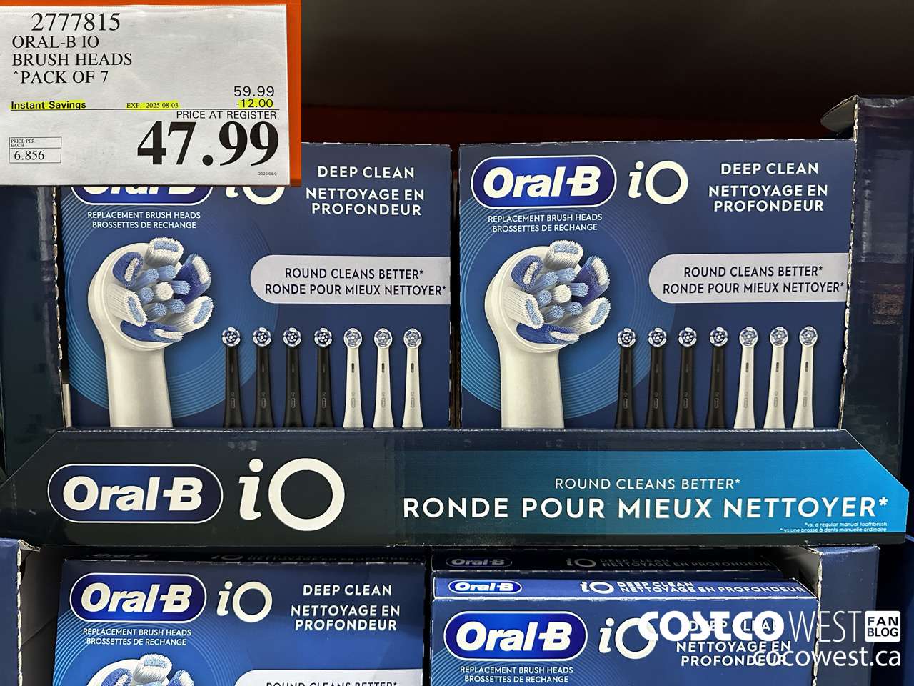 2777815 ORAL-B IO BRUSH HEADS PACK OF 7 ($12.00 INSTANT SAVINGS EXPIRES ON 2025-08-03) $47.99