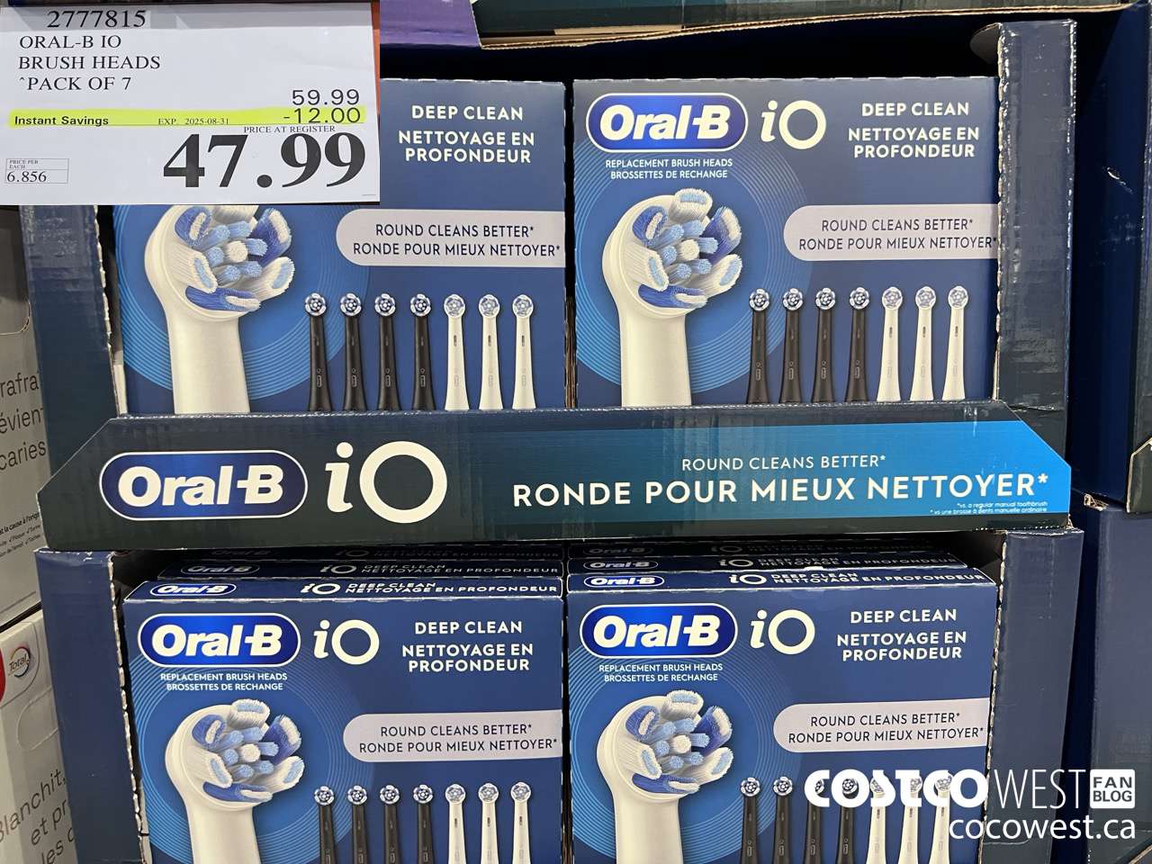 2777815 ORAL-B IO BRUSH HEADS PACK OF 7 ($12.00 INSTANT SAVINGS EXPIRES ON 2025-08-31) $47.99