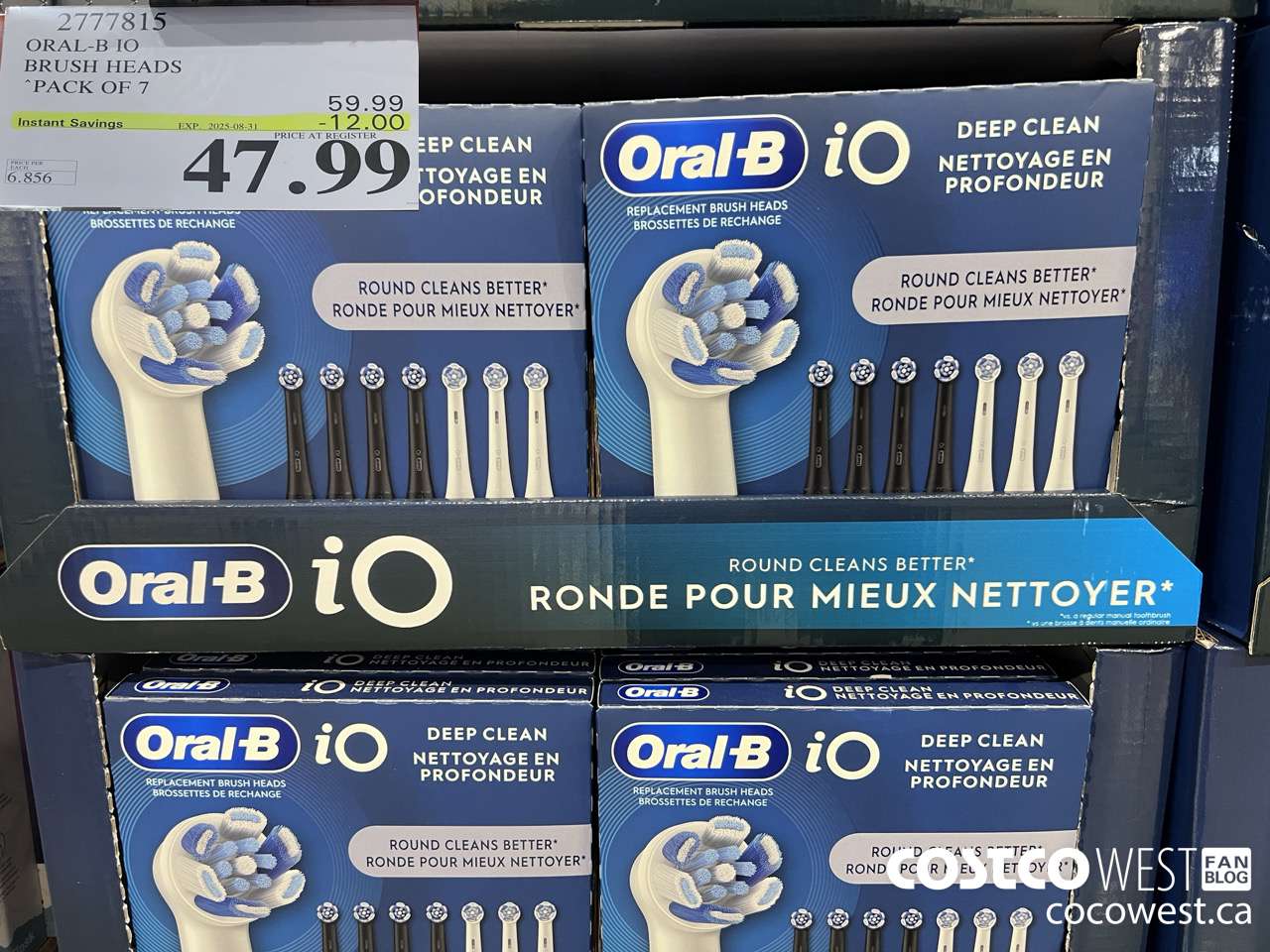 2777815 ORAL-B IO BRUSH HEADS PACK OF 7 ($12.00 INSTANT SAVINGS EXPIRES ON 2025-08-31) $47.99
