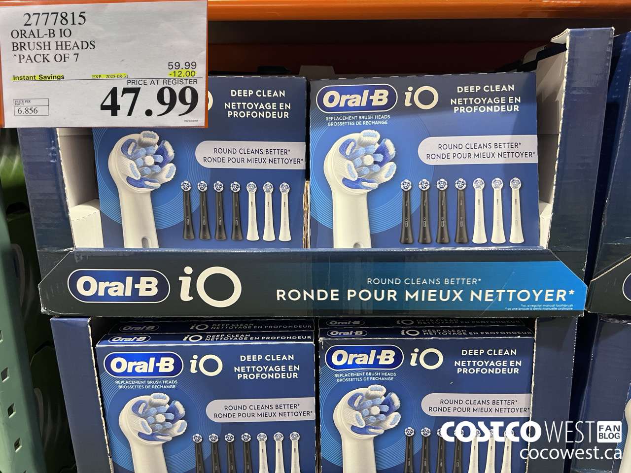2777815 ORAL-B IO BRUSH HEADS PACK OF 7 ($12.00 INSTANT SAVINGS EXPIRES ON 2025-08-31) $47.99
