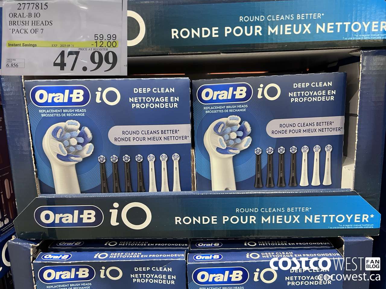 2777815 ORAL-B IO BRUSH HEADS PACK OF 7 ($12.00 INSTANT SAVINGS EXPIRES ON 2025-08-31) $47.99