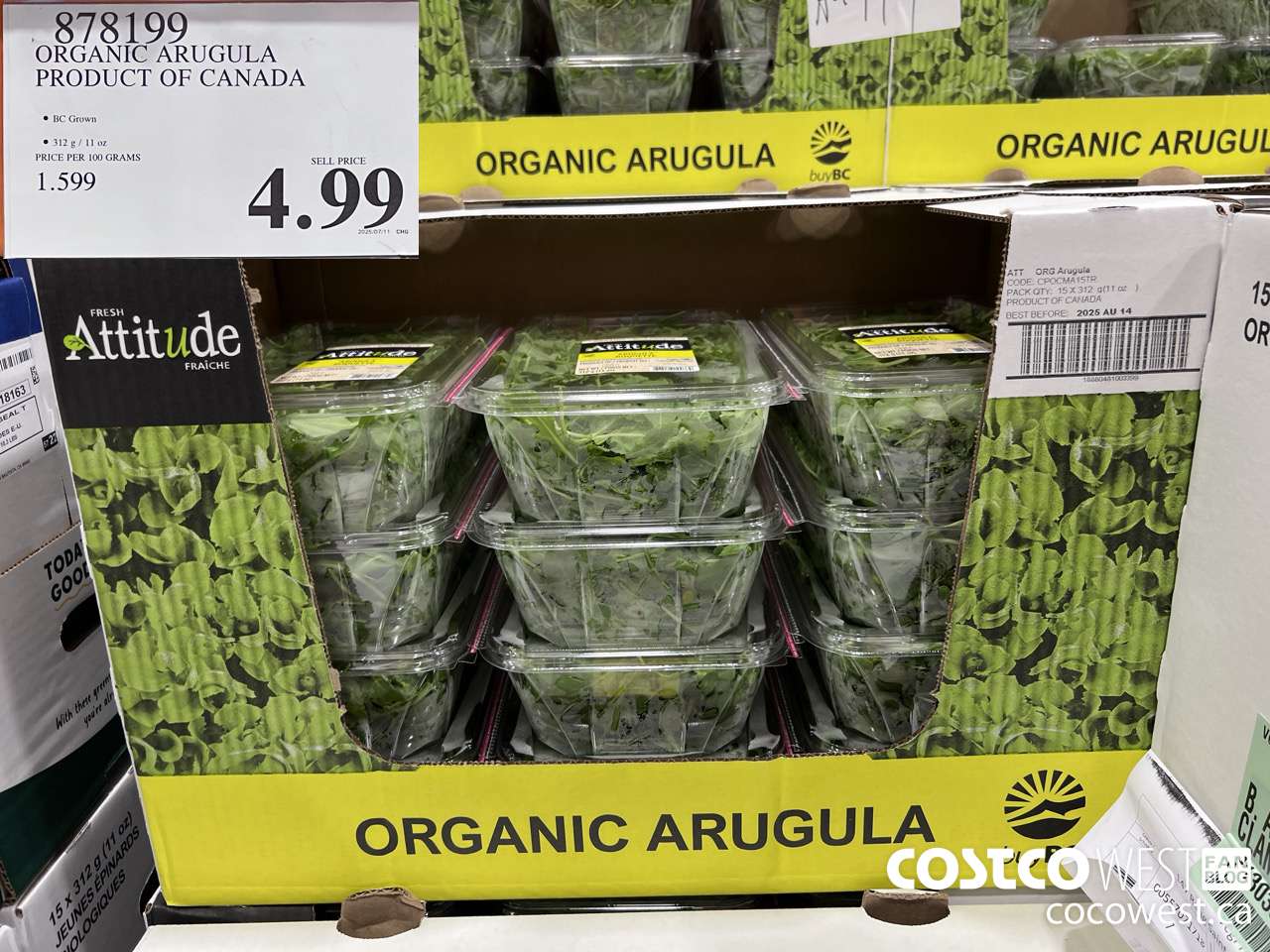 878199 ORGANIC ARUGULA PRODUCT OF CANADA $4.99