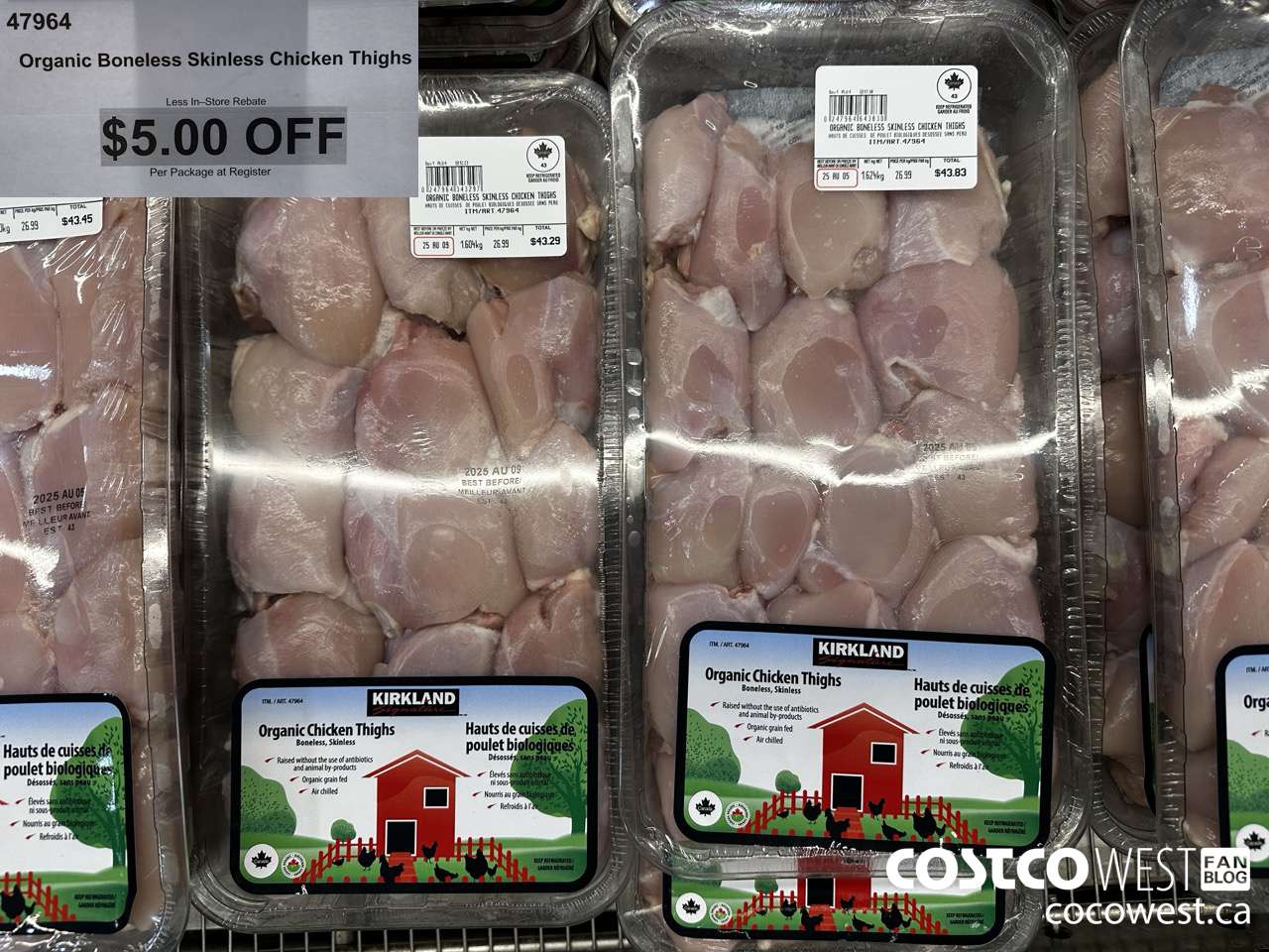 47964 ORGANIC BONELESS SKINLESS CHICKEN THIGHS ($5.00 INSTANT SAVINGS)