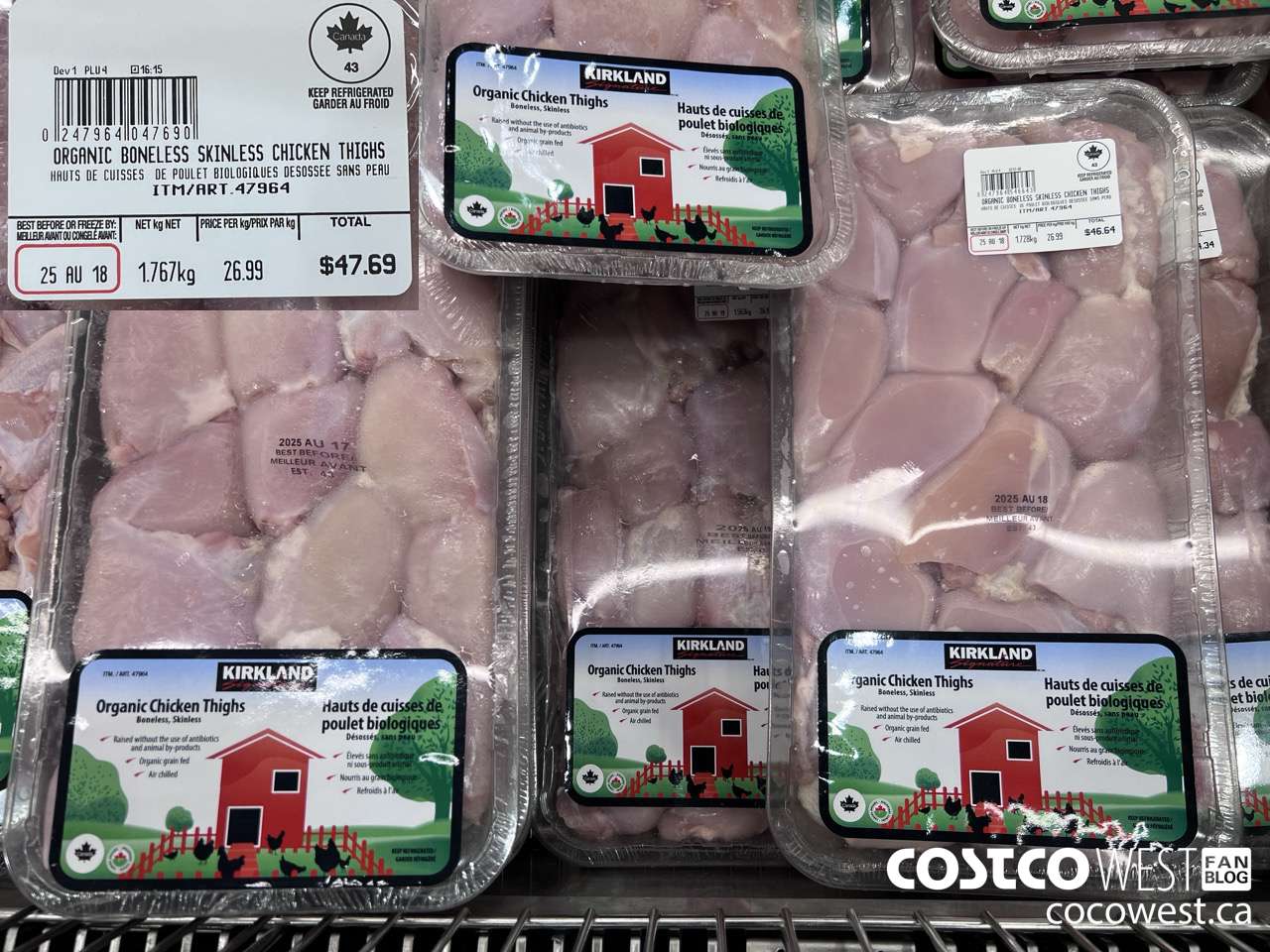 47964 ORGANIC BONELESS SKINLESS CHICKEN THIGHS $26.99