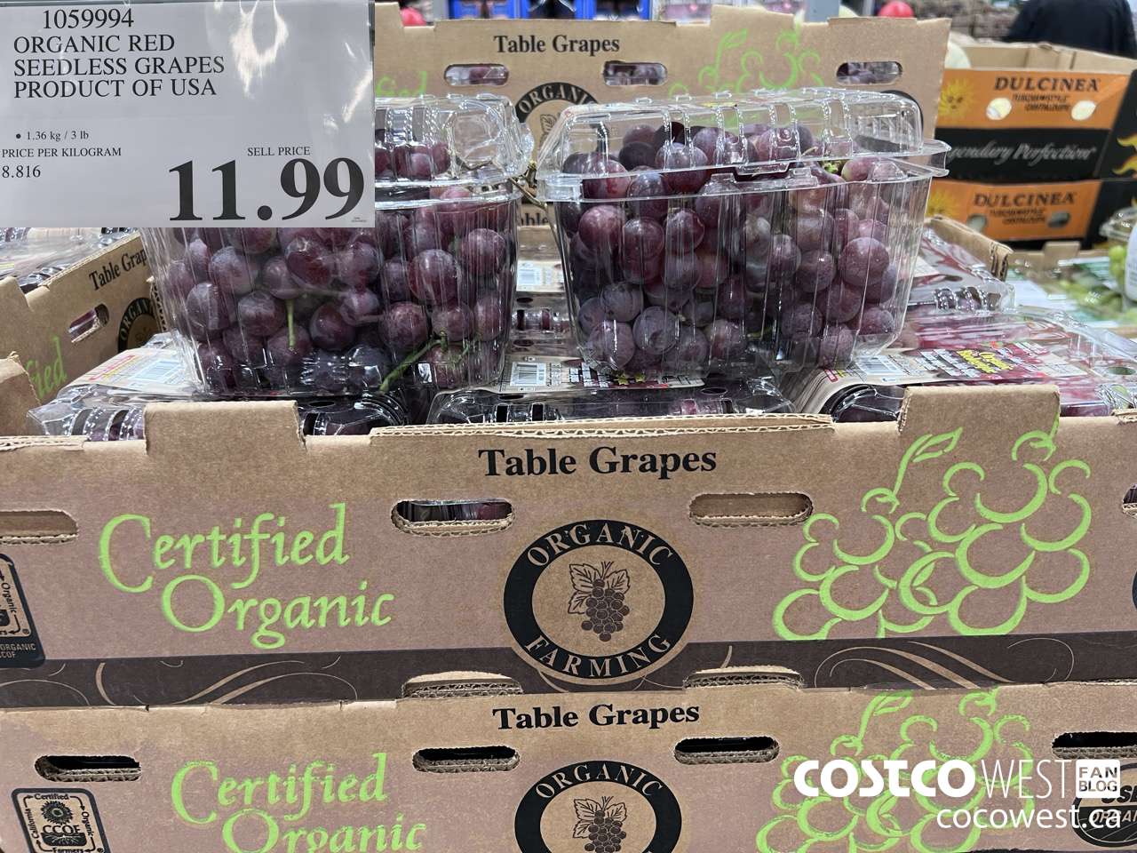 1059994 ORGANIC RED SEEDLESS GRAPES PRODUCT OF USA $11.99