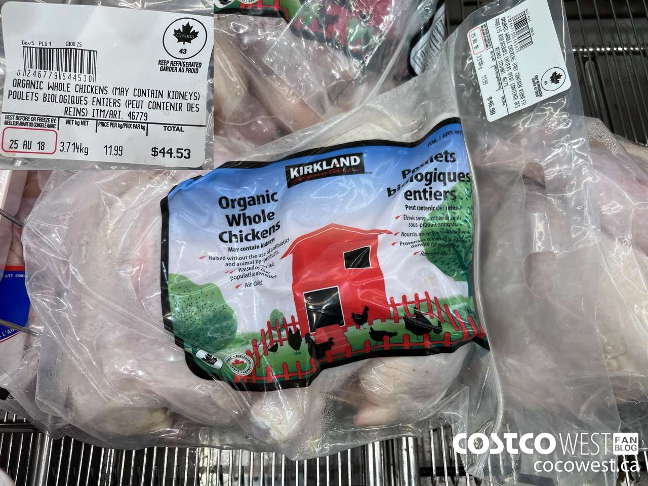 46779 ORGANIC WHOLE CHICKENS (MAY CONTAIN KIDNEYS) $11.99