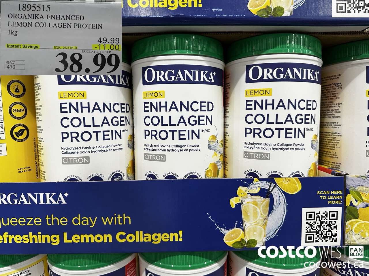 1895515 ORGANIKA ENHANCED LEMON COLLAGEN PROTEIN 1KG ($11.00 INSTANT SAVINGS EXPIRES ON 2025-08-31) $38.99