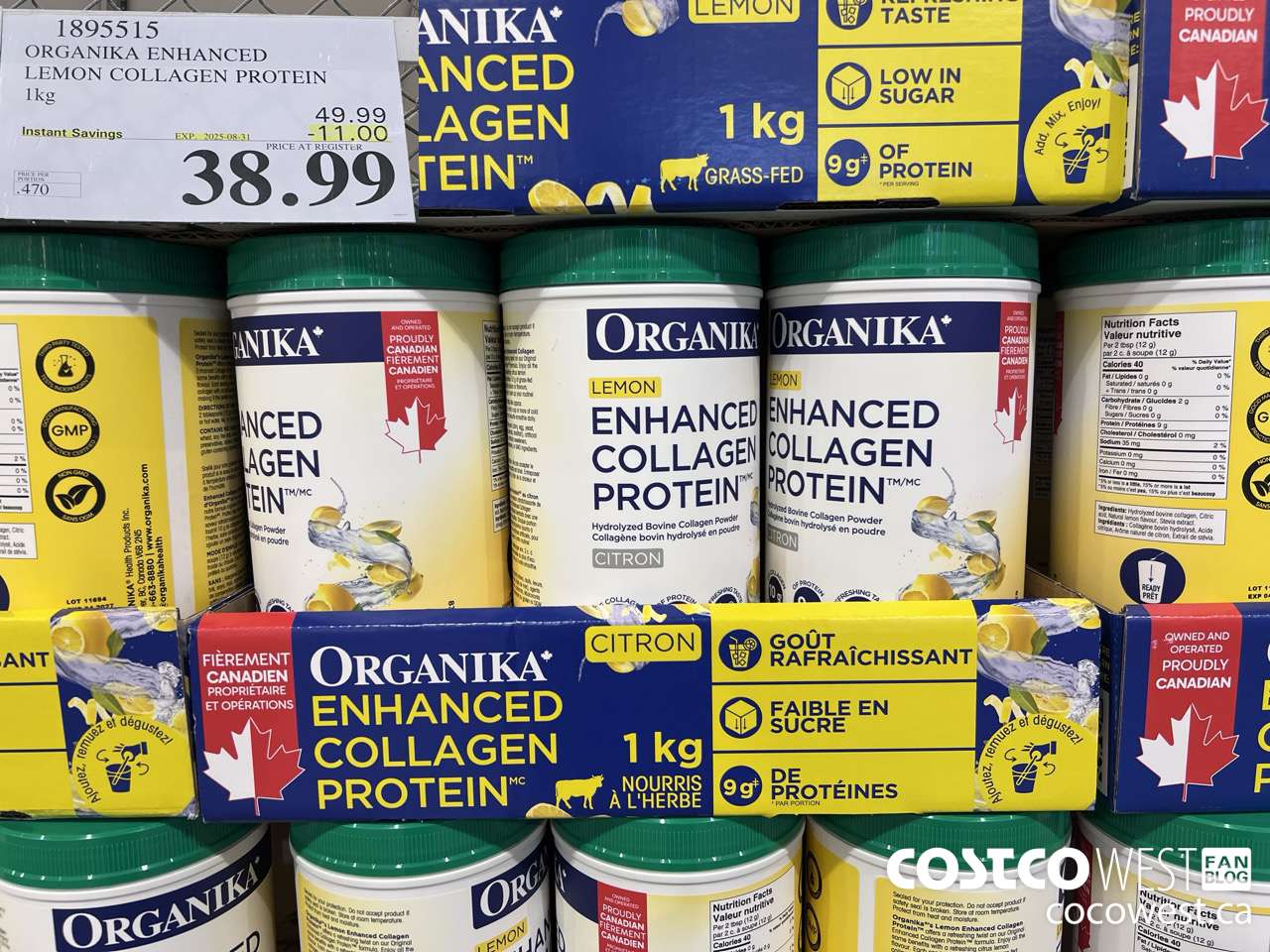 1895515 ORGANIKA ENHANCED LEMON COLLAGEN PROTEIN 1KG ($11.00 INSTANT SAVINGS EXPIRES ON 2025-08-31) $38.99