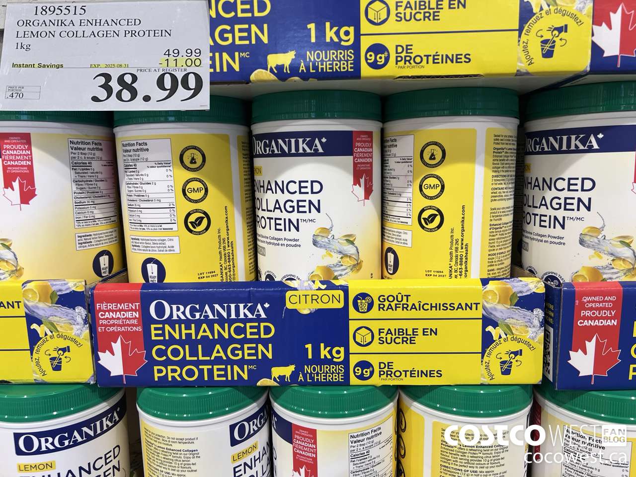 1895515 ORGANIKA ENHANCED LEMON COLLAGEN PROTEIN 1KG ($11.00 INSTANT SAVINGS EXPIRES ON 2025-08-31) $38.99