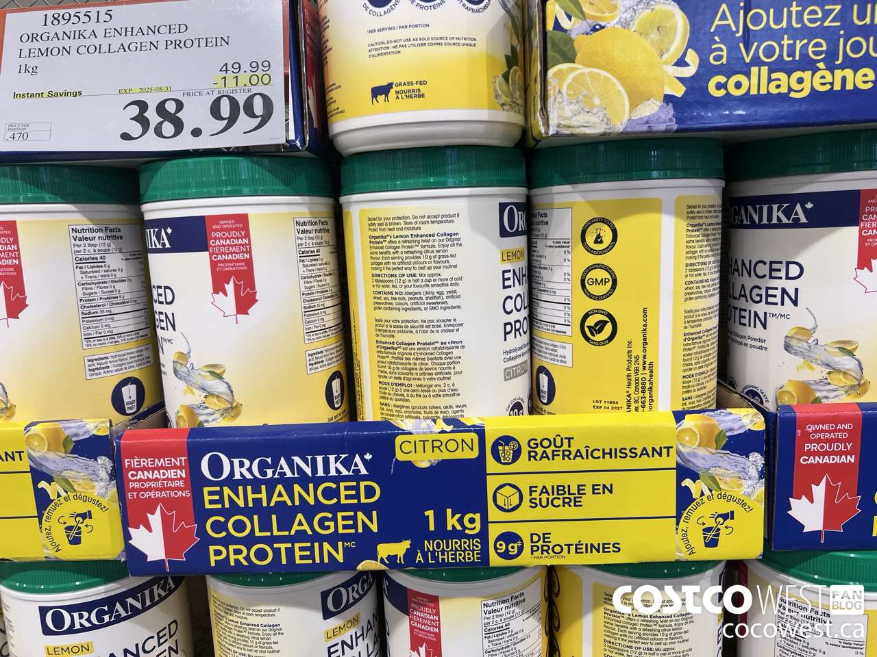 1895515 ORGANIKA ENHANCED LEMON COLLAGEN PROTEIN 1KG ($11.00 INSTANT SAVINGS EXPIRES ON 2025-08-31) $38.99
