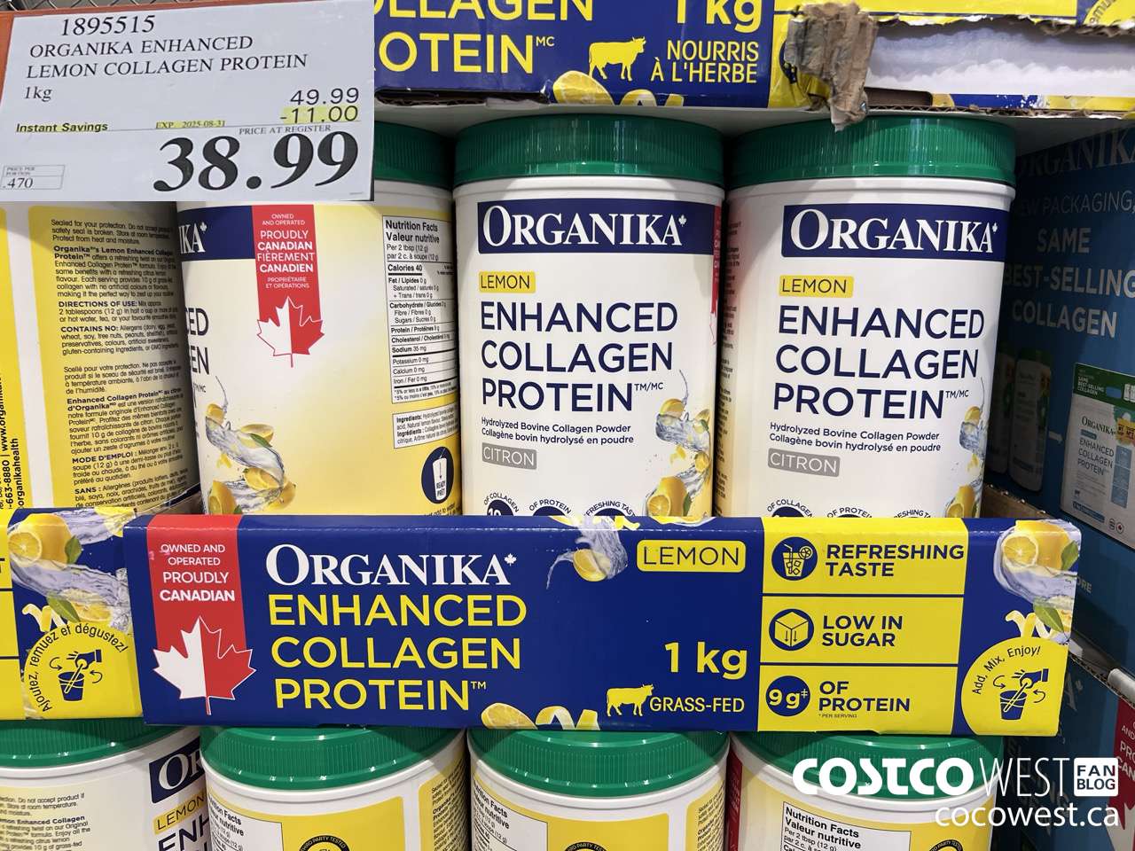 1895515 ORGANIKA ENHANCED LEMON COLLAGEN PROTEIN 1KG ($11.00 INSTANT SAVINGS EXPIRES ON 2025-08-31) $38.99