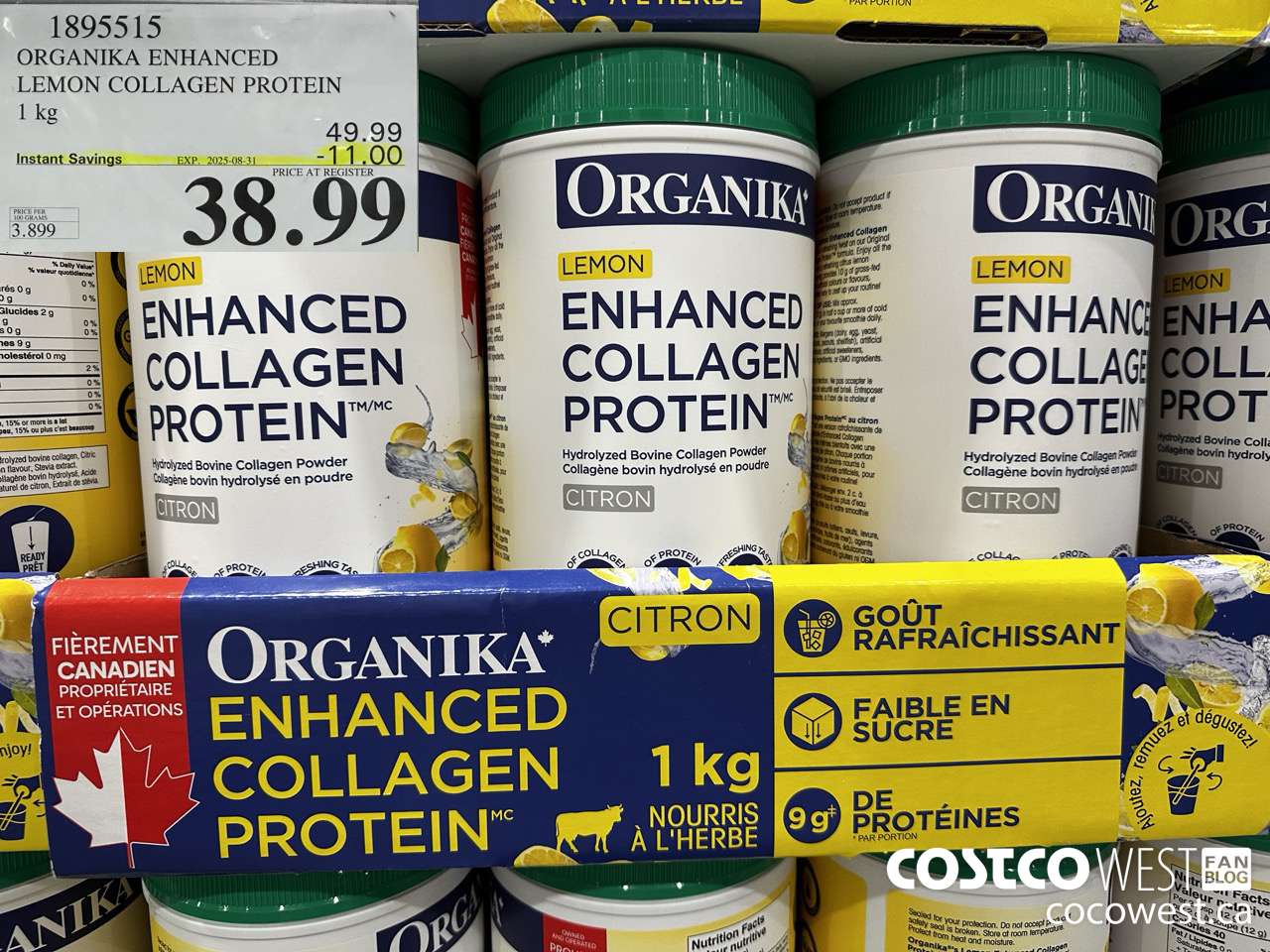 1895515 ORGANIKA ENHANCED LEMON COLLAGEN PROTEIN 1KG ($11.00 INSTANT SAVINGS EXPIRES ON 2025-08-31) $38.99