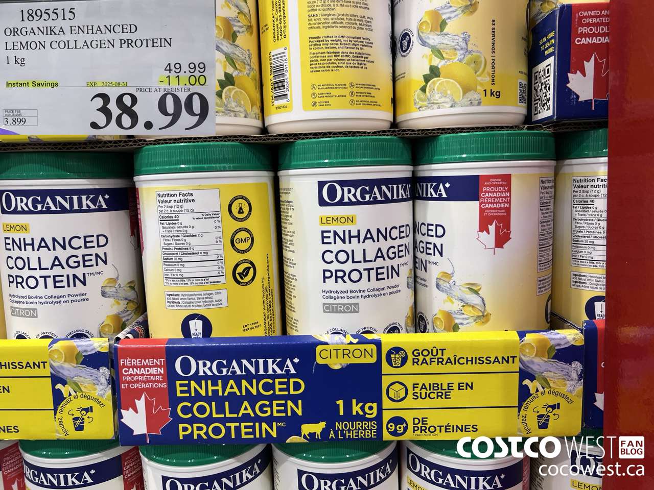 1895515 ORGANIKA ENHANCED LEMON COLLAGEN PROTEIN 1KG ($11.00 INSTANT SAVINGS EXPIRES ON 2025-08-31) $38.99