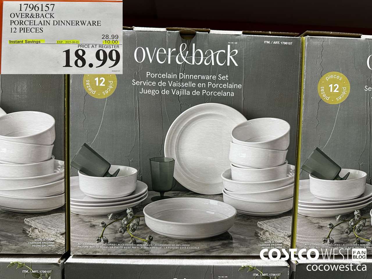 1796157 OVER AND BACK PORCELAINE DINNERWARE 12 PIECES ($10.00 INSTANT SAVINGS EXPIRES ON 2025-08-03) $18.99