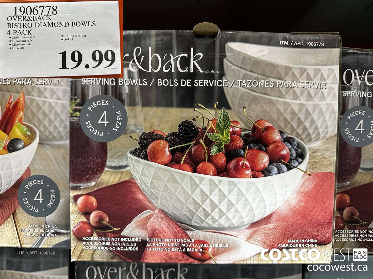 1906778 OVER & BACK BISTRO DIAMOND BOWLS 4 PACK $19.99