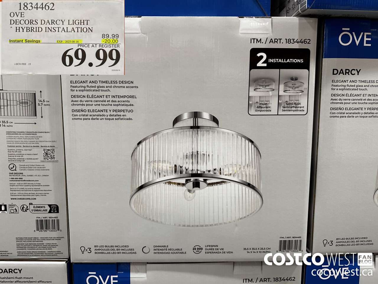 1834462 OVE DECORS DARCY LIGHT HYBRID INSTALATION ($20.00 INSTANT SAVINGS EXPIRES ON 2025-08-18) $69.99