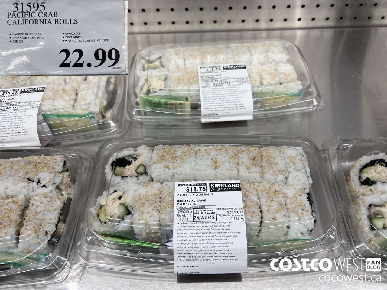31595 PACIFIC CRAB CALIFORNIA ROLLS $22.99