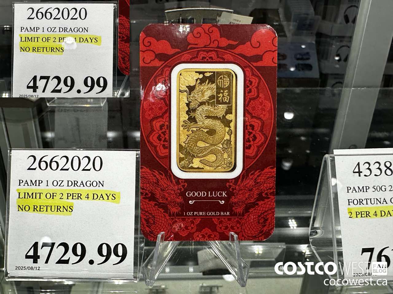 2662020 PAMP 1 OZ DRAGON LIMIT OF 2 PER 4 DAYS NO RETURNS $4729.99