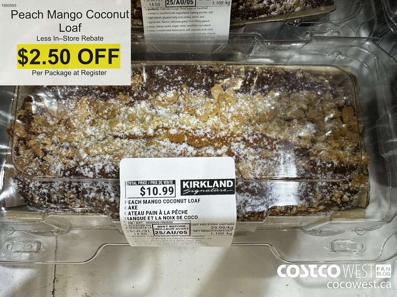 1950593 PEACH MANGO COCONUT LOAF CAKE ($2.50 INSTANT SAVINGS)