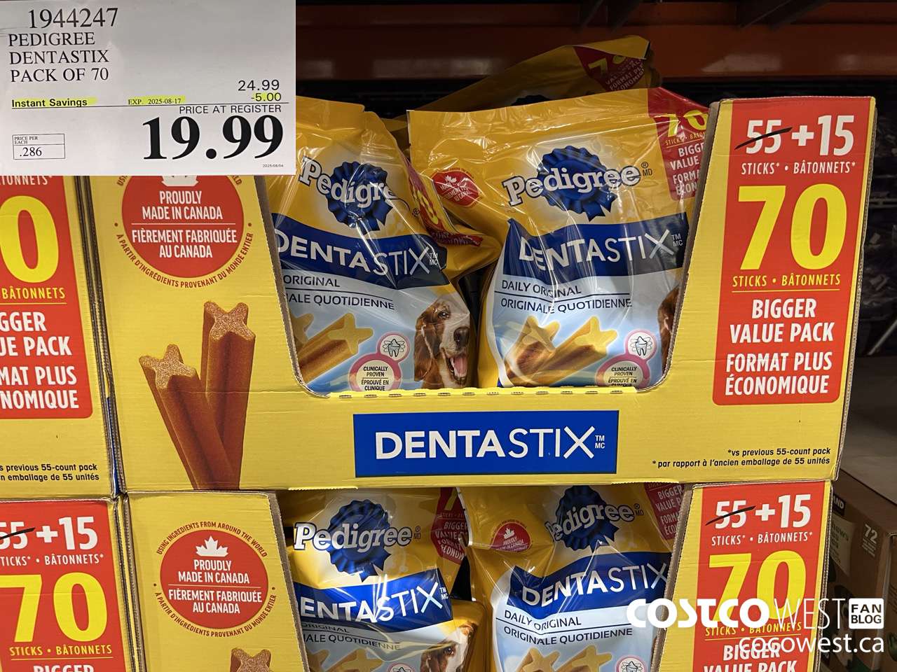 1944247 PEDIGREE DENTASTIX PACK OF 70 ($5.00 INSTANT SAVINGS EXPIRES ON 2025-08-17) $19.99