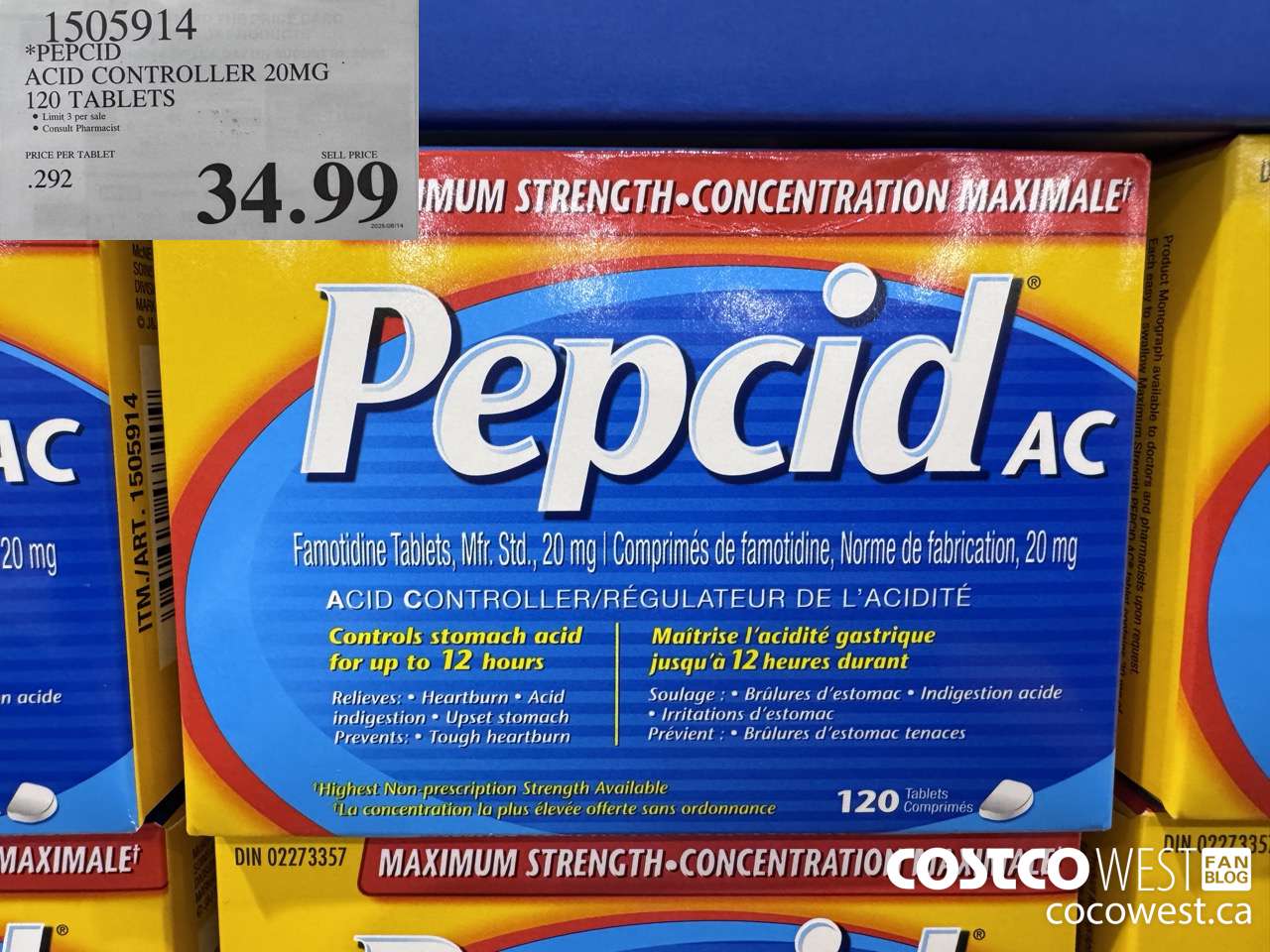 1505914 PEPCID ACID CONTROLLER 20MG 120 TABLETS $34.99