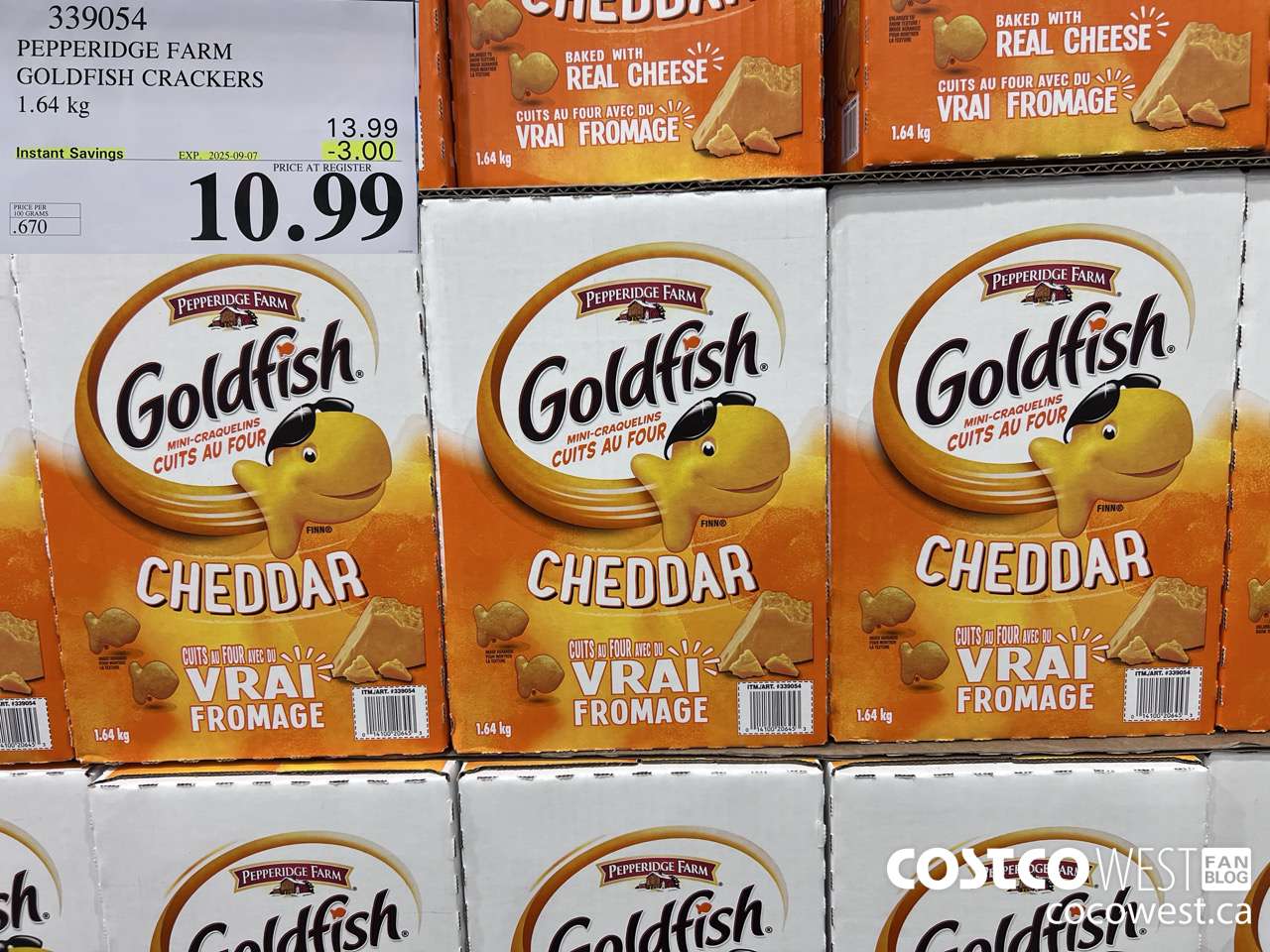 339054 PEPPERIDGE FARM GOLDFISH CRACKERS 1.64 kg ($3.00 INSTANT SAVINGS EXPIRES ON 2025-09-07) $10.99