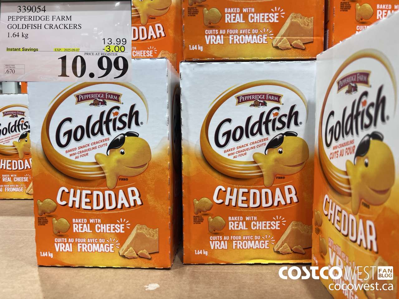 339054 PEPPERIDGE FARM GOLDFISH CRACKERS 1.64 kg ($3.00 INSTANT SAVINGS EXPIRES ON 2025-09-07) $10.99