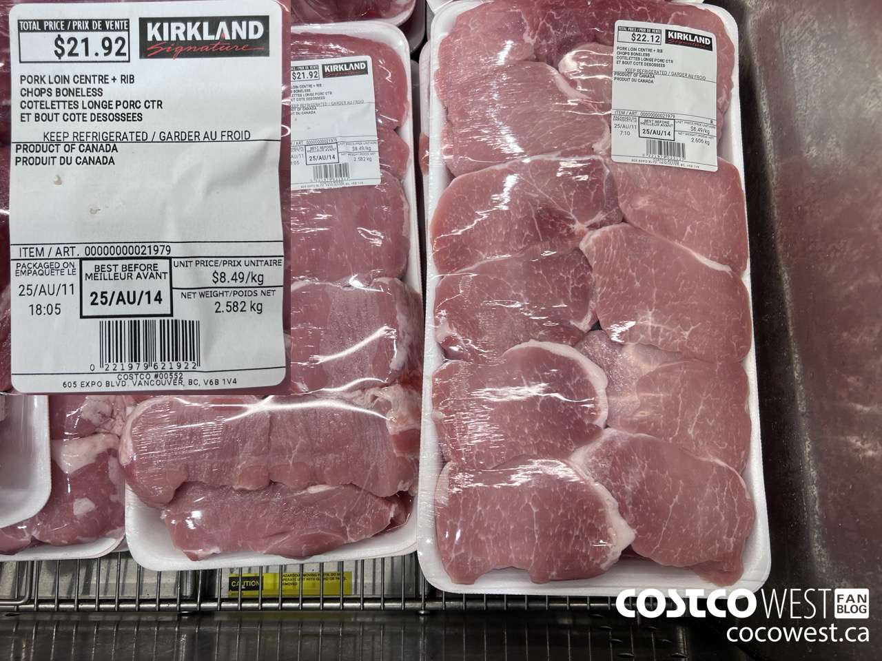21979 PORK LOIN CENTRE + RIB CHOPS BONELESS $8.49