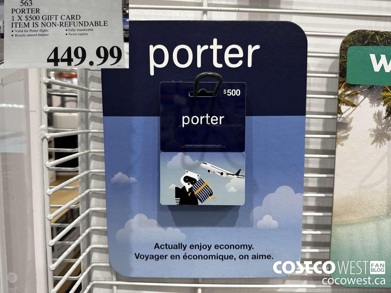 563 PORTER AIRLINES 1 X $500 GIFT CARD ITEM IS NON-REFUNDABLE $449.99