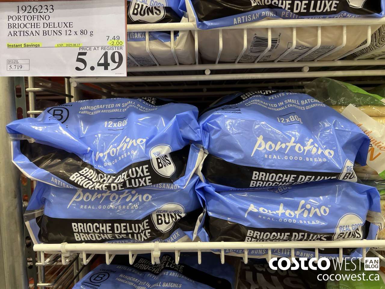 1926233 PORTOFINO BRIOCHE DELUXE ARTISAN BUNS 12 X 80G ($2.00 INSTANT SAVINGS EXPIRES ON 2025-08-17) $5.49