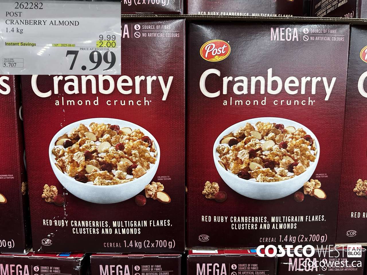 262282 POST CRANBERRY ALMOND CRUNCH 1.4 kg ($2.00 INSTANT SAVINGS EXPIRES ON 2025-08-03) $7.99