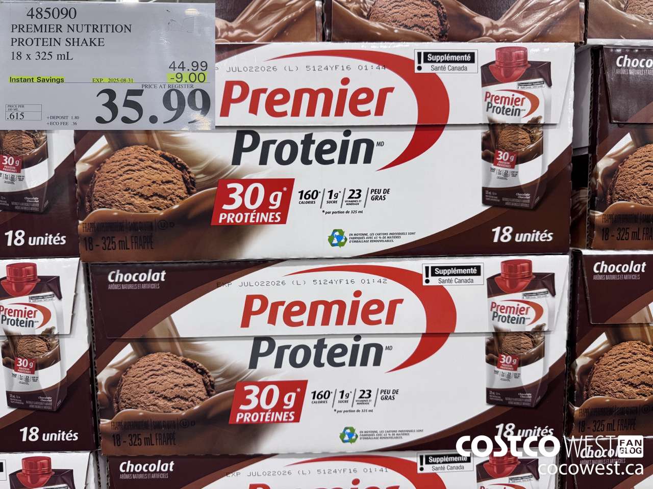 485090 PREMIER NUTRITION PROTEIN SHAKE 18 x 325 mL ($9.00 INSTANT SAVINGS EXPIRES ON 2025-08-31) $35.99