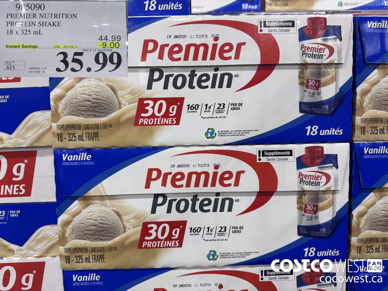985090 PREMIER NUTRITION PROTEIN SHAKE 18 x 325 mL ($9.00 INSTANT SAVINGS EXPIRES ON 2025-08-31) $35.99