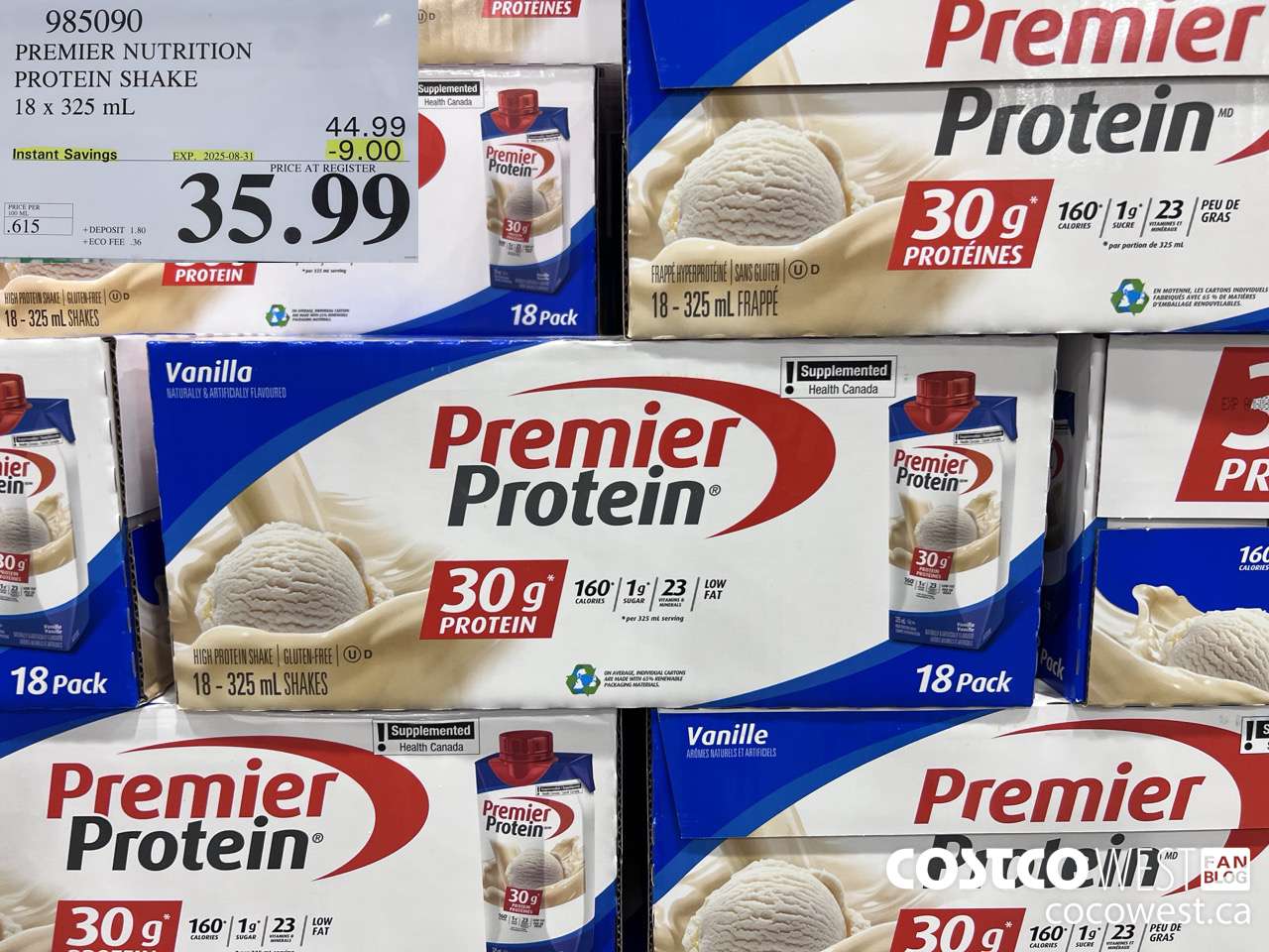 985090 PREMIER NUTRITION PROTEIN SHAKE 18 x 325 mL ($9.00 INSTANT SAVINGS EXPIRES ON 2025-08-31) $35.99